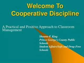 Welcome To Cooperative Discipline