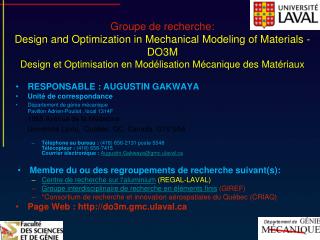 Groupe de recherche: Design and Optimization in Mechanical Modeling of Materials - DO3M Design et Optimisation en Modél