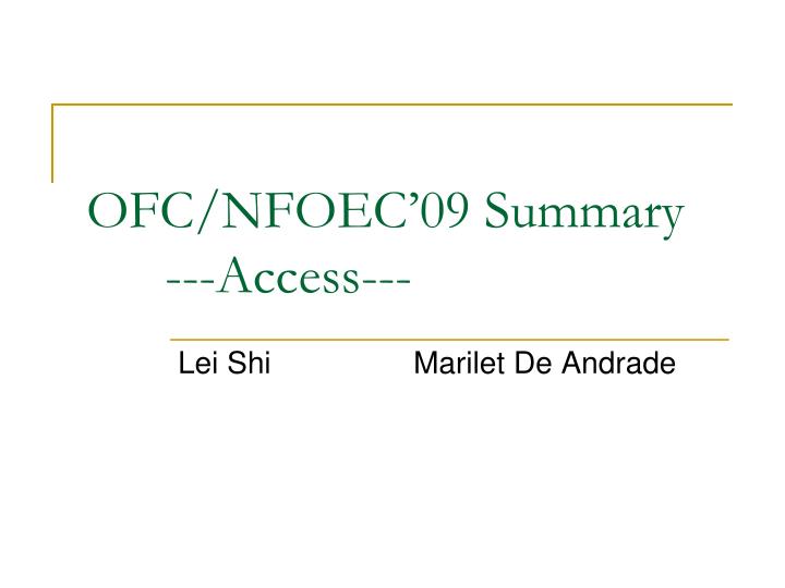 ofc nfoec 09 summary access