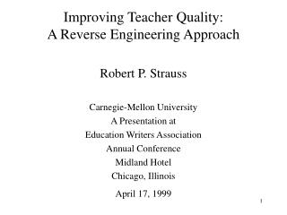 Improving Teacher Quality: A Reverse Engineering Approach