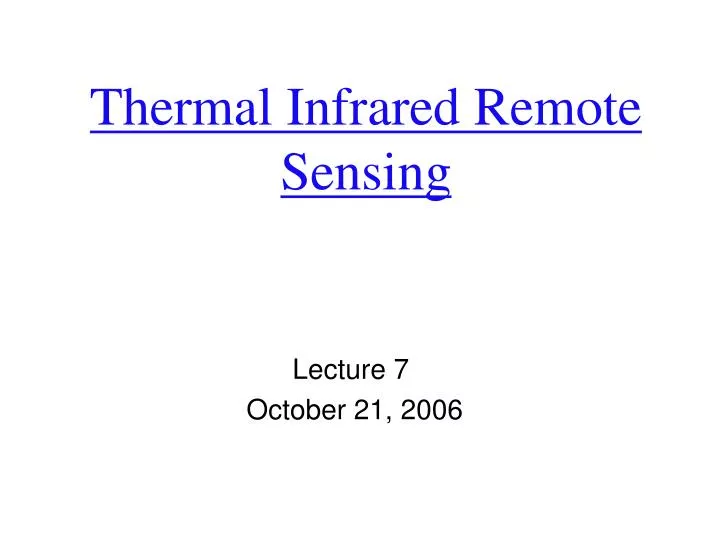 thermal infrared remote sensing