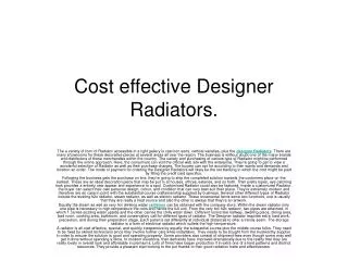 Radiators, Designer Radiators