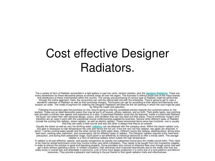 cost effective designer radiators