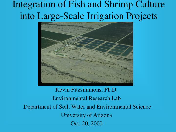 integration of fish and shrimp culture into large scale irrigation projects