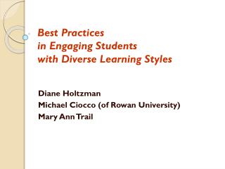 Best Practices in Engaging Students with Diverse Learning Styles