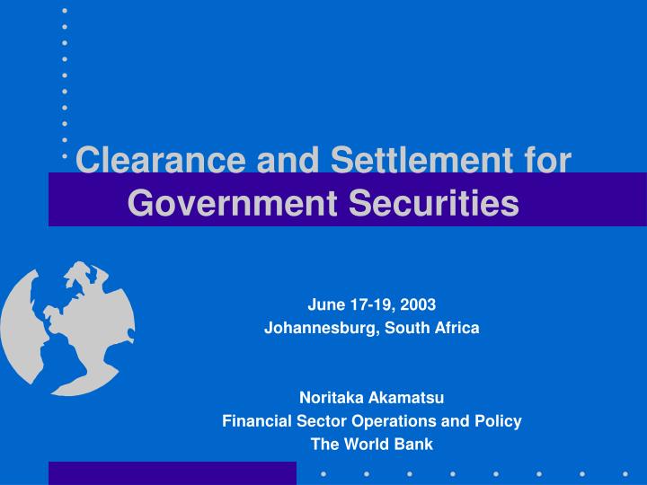 clearance and settlement for government securities