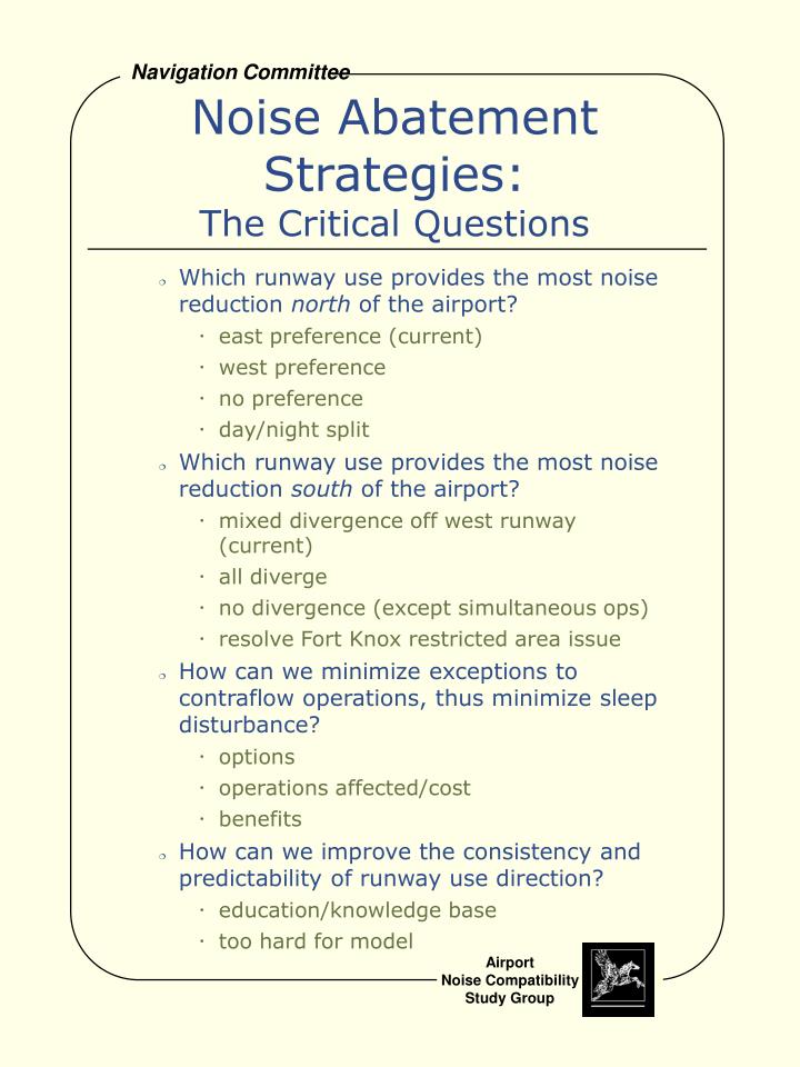 noise abatement strategies the critical questions