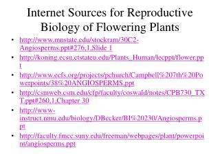 Internet Sources for Reproductive Biology of Flowering Plants