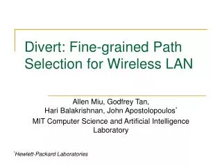 Divert: Fine-grained Path Selection for Wireless LAN