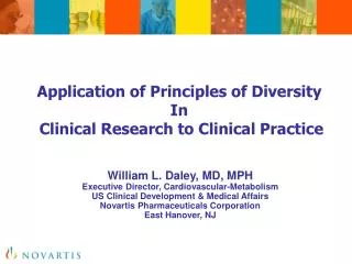 Application of Principles of Diversity In Clinical Research to Clinical Practice