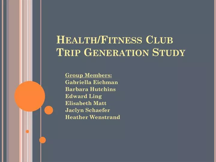 health fitness club trip generation study