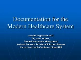 Documentation for the Modern Healthcare System