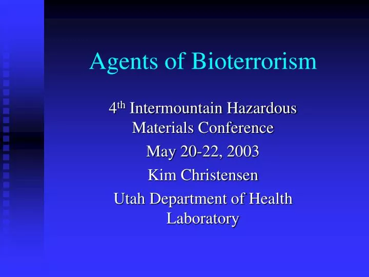 agents of bioterrorism