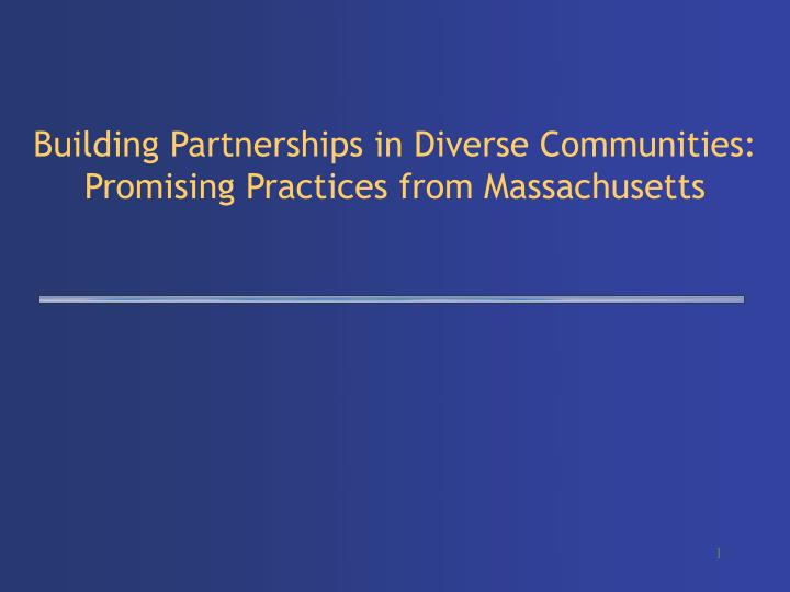 building partnerships in diverse communities promising practices from massachusetts