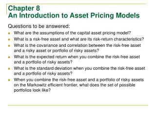 Chapter 8 An Introduction to Asset Pricing Models