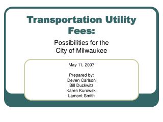Transportation Utility Fees: