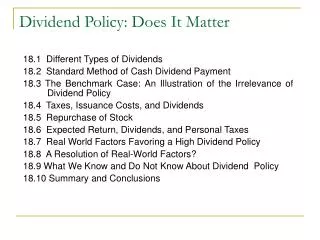 Dividend Policy: Does It Matter