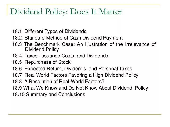 dividend policy does it matter