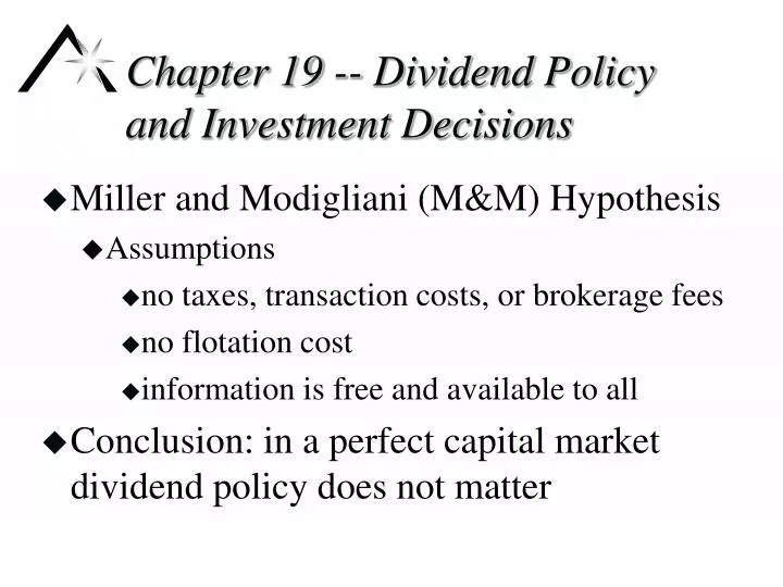 chapter 19 dividend policy and investment decisions