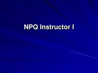 NPQ Instructor I