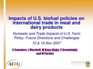 Impacts of U.S. biofuel policies on international trade in meat and dairy products