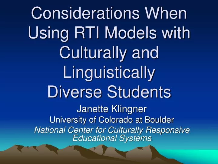 considerations when using rti models with culturally and linguistically diverse students