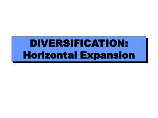 DIVERSIFICATION: Horizontal Expansion
