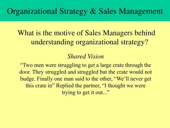 organizational strategy sales management
