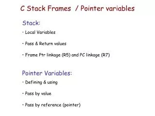 C Stack Frames / Pointer variables
