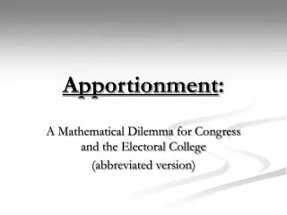 Apportionment :