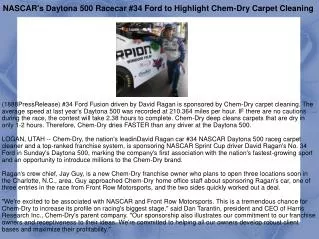 NASCAR's Daytona 500 Racecar #34 Ford to Highlight Chem-Dry