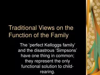 Traditional Views on the Function of the Family