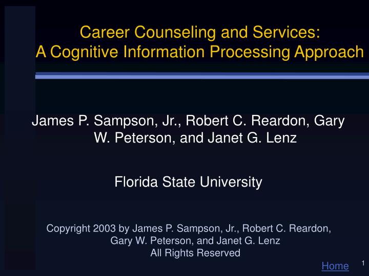 career counseling and services a cognitive information processing approach