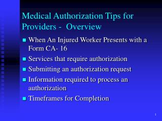 Medical Authorization Tips for Providers - Overview