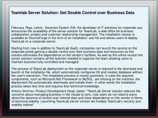 Teamlab Server Solution: Get Double Control over Business