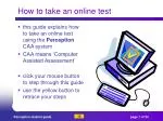 How to take an online test - slide 1