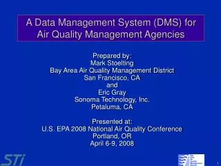 A Data Management System (DMS) for Air Quality Management Agencies