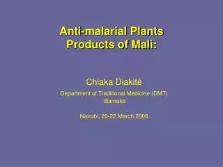 anti malarial plants products of mali