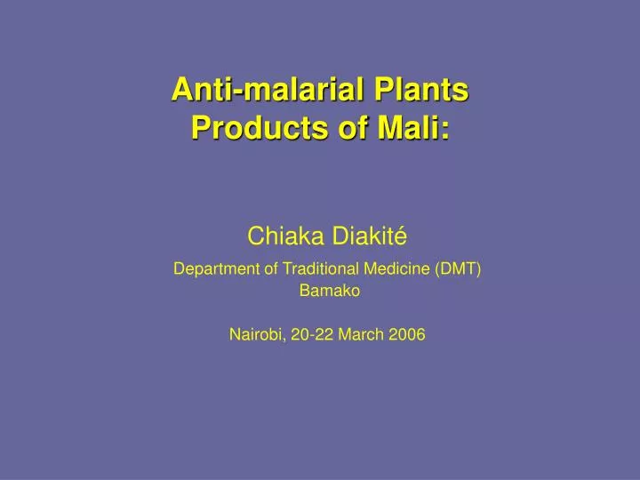 anti malarial plants products of mali