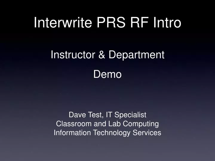 interwrite prs rf intro instructor department demo