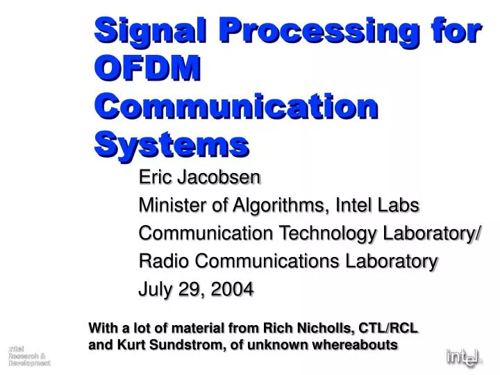 signal processing for ofdm communication systems