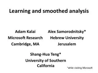 Learning and smoothed analysis