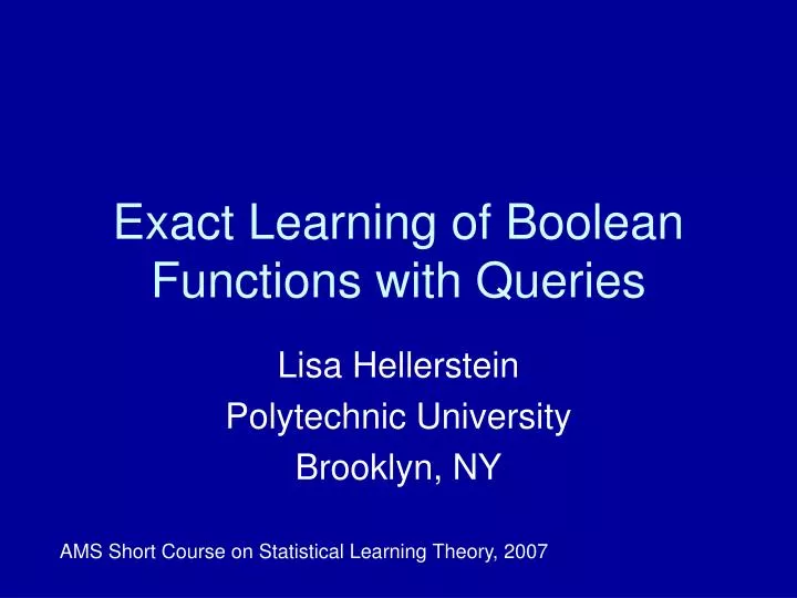 exact learning of boolean functions with queries