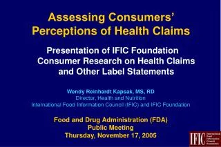 Assessing Consumers’ Perceptions of Health Claims