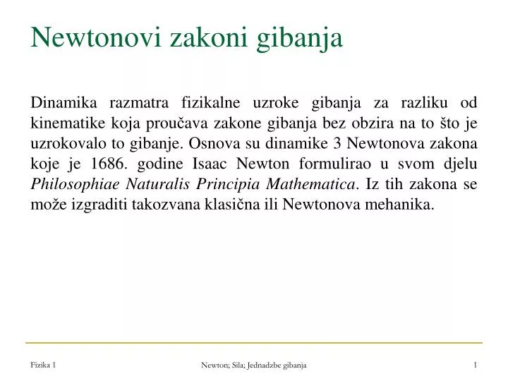 newtonovi zakoni gibanja