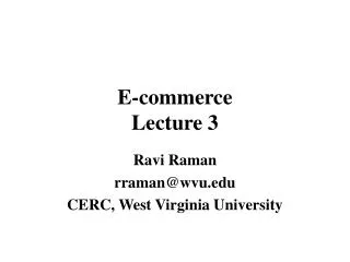 E-commerce Lecture 3