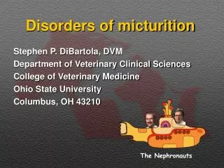 Disorders of micturition