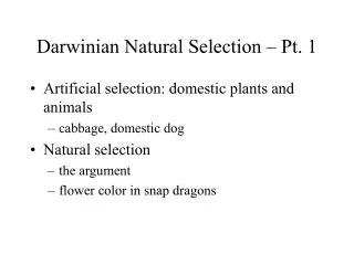 Darwinian Natural Selection – Pt. 1