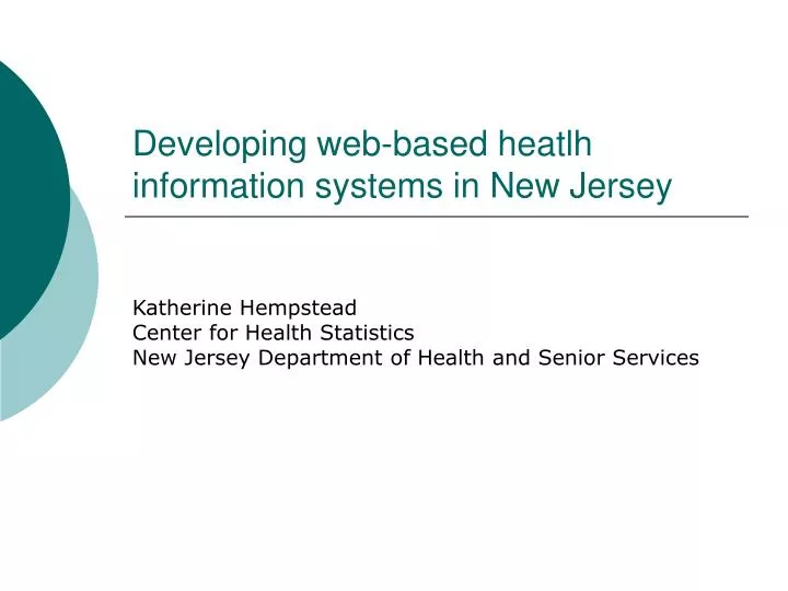 developing web based heatlh information systems in new jersey