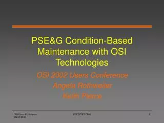 PSE&amp;G Condition-Based Maintenance with OSI Technologies